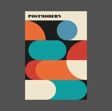 Poster inspired postmodern of vector abstract dynamic symbols with bold Stock Illustration