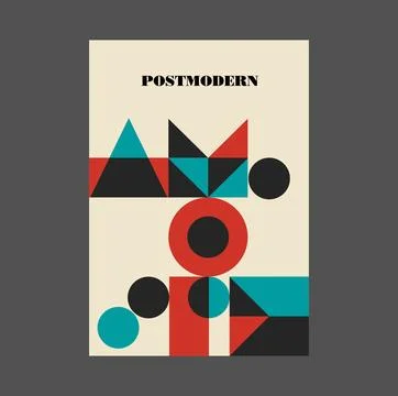 Poster inspired postmodern of vector abstract dynamic symbols with bold Stock Illustration