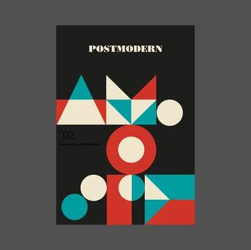 Poster inspired postmodern of vector abstract dynamic symbols with bold Stock Illustration