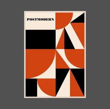 Poster inspired postmodern of vector abstract dynamic symbols with bold Stock Illustration