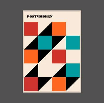 Poster inspired postmodern of vector abstract dynamic symbols with bold Stock Illustration