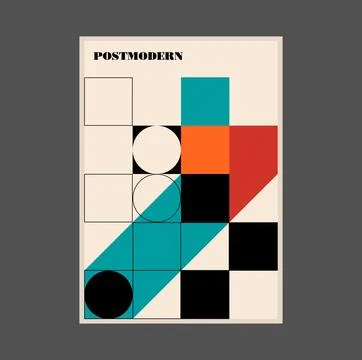 Poster inspired postmodern of vector abstract dynamic symbols with bold Stock Illustration