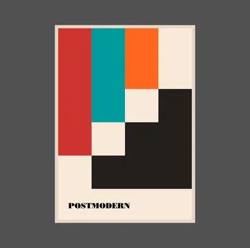 Poster inspired postmodern of vector abstract dynamic symbols with bold Illustrazione stock