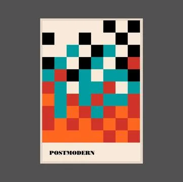 Poster inspired postmodern of vector abstract dynamic symbols with bold Stock Illustration