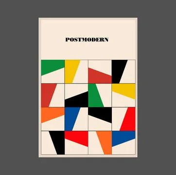 Poster inspired postmodern of vector abstract dynamic symbols with bold Stock Illustration