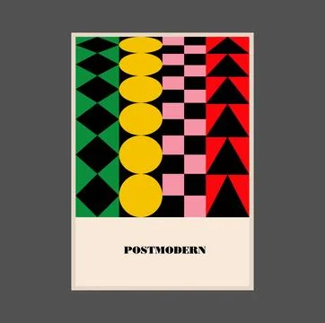 Poster inspired postmodern of vector abstract dynamic symbols with bold Stock Illustration