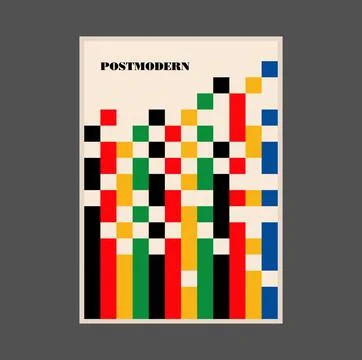 Poster inspired postmodern of vector abstract dynamic symbols with bold Stock Illustration