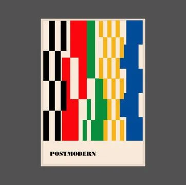 Poster inspired postmodern of vector abstract dynamic symbols with bold Stock Illustration