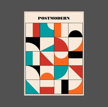 Poster inspired postmodern of vector abstract dynamic symbols with bold Stock Illustration