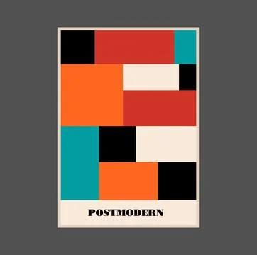 Poster inspired postmodern of vector abstract dynamic symbols with bold Stock Illustration