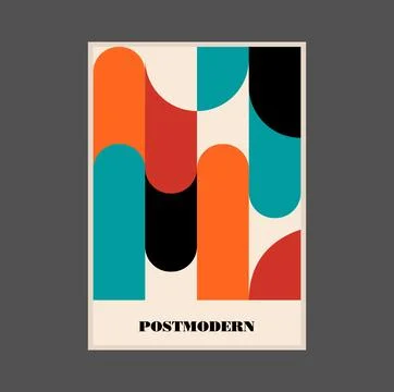 Poster inspired postmodern of vector abstract dynamic symbols with bold Stock Illustration