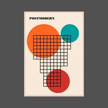 Poster inspired postmodern of vector abstract dynamic symbols with bold Stock Illustration