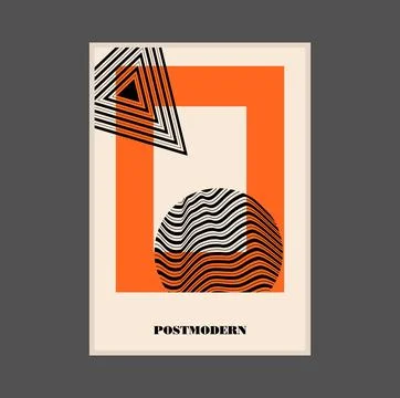 Poster inspired postmodern of vector abstract dynamic symbols with bold Stock Illustration