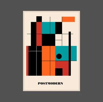 Poster inspired postmodern of vector abstract dynamic symbols with bold Stock Illustration