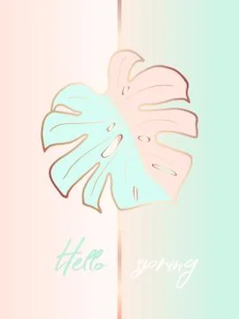 The poster to the interior with a leaf of monstera Illustrazione stock