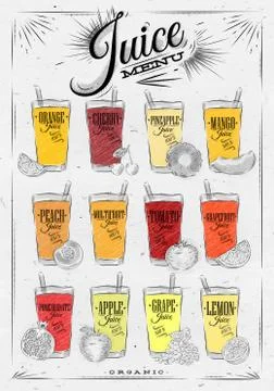 Poster juice menu Stock Illustration