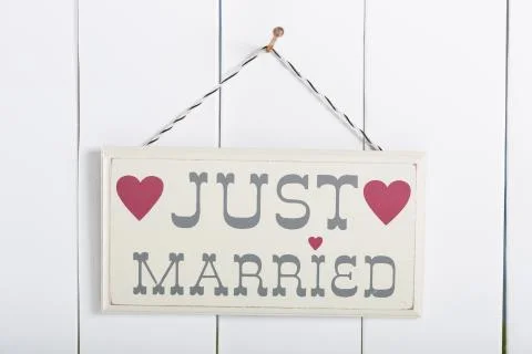 Poster Just Married Stock-Fotos