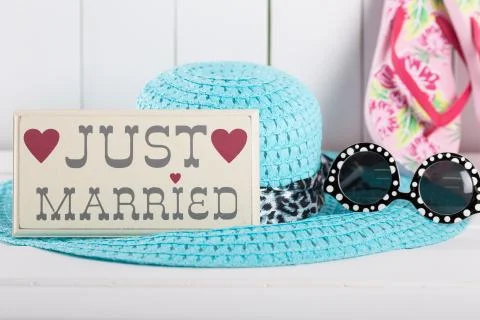 Poster Just Married Stock-Fotos
