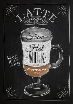 Poster latte chalk Illustrazione stock