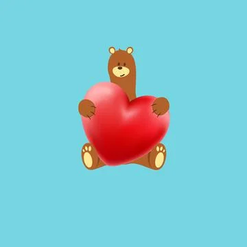 Poster with little Bear with heart vector prints, kids and baby t-shirts and  Stock Illustration