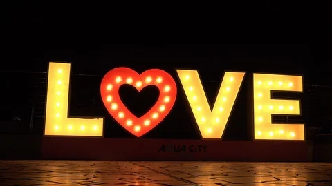 Poster love neon Stock Footage 96173399