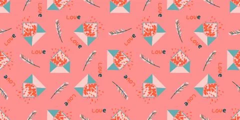 A poster for lovers. Spring pink seamless pattern. Valentine's day concept.En Stock Illustration