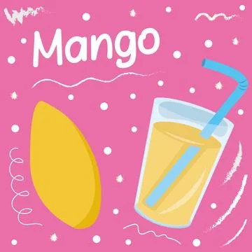 Poster mango and smoothie Stock Illustration