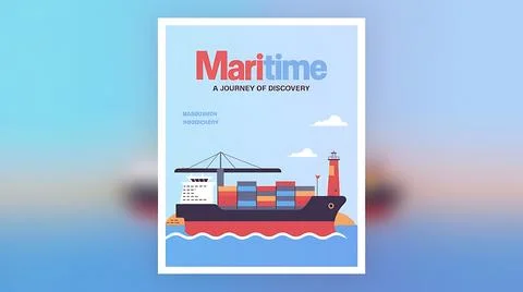 A poster for maritime cargo ship vector illustration Stock Illustration