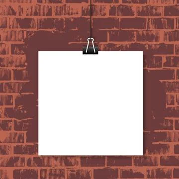 Poster mock up realistic.Poster hanging on a thread Stock Illustration