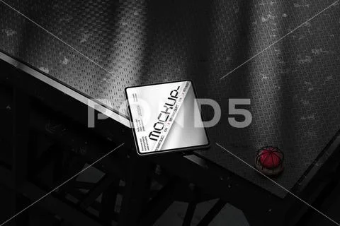 Poster Mockup on Metal Floor PSD Template