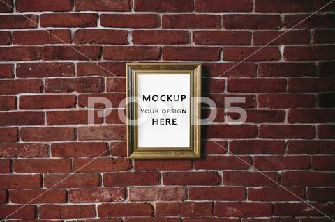 Poster mockup on a red wall PSD Template
