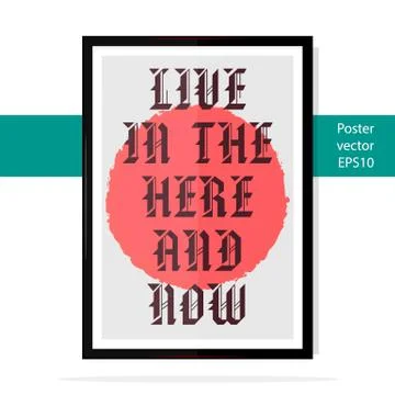 Poster Mockup Template with Lettering Element. Stock Illustration