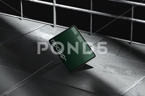 Poster Mockup on Tiled Surface PSD Template