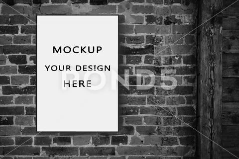 Poster mockup on a wall black PSD Template