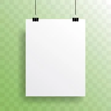 Poster mockup. White blank mock up with binders Stock Illustration