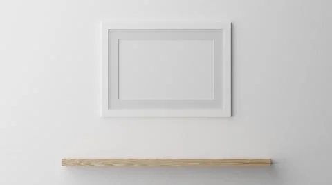 Poster mockup, white wooden frame 3D rendering Stock Illustration