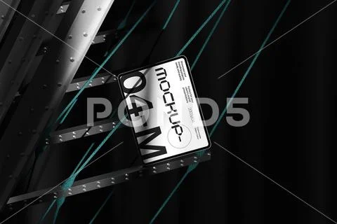 Poster Mockup on Wire Structure Plantilla PSD