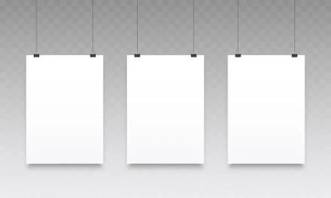 Poster mockups vector white hanging gallery photo Illustrazione stock
