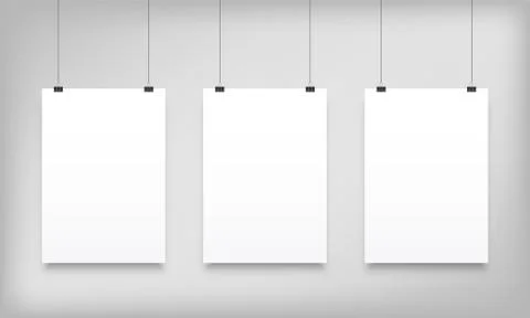 Poster mockups white hanging vector paper canvas 스톡 일러스트