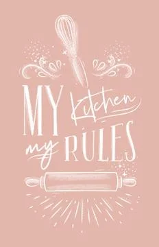 Poster my kitchen rules pink Illustrazione stock