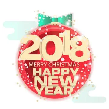 Poster or postcard New Year theme. Written on the banner Happy New Year, Merr Stock-Illustration