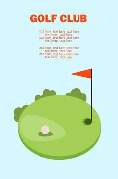 Poster or poster of a golf course with a place under the text. Golf Club. Fun Stock Illustration