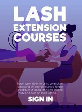 Poster or vertical banner about lash extension courses flat style Stock Illustration