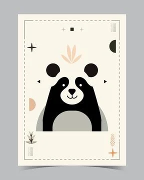 A poster for a panda with a picture of a bear on it. Stock Illustration