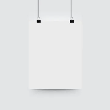 Poster paper mockup. Vector blank billboard hanging Stock Illustration