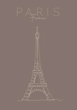 Poster paris eiffel tower brown Stock Illustration