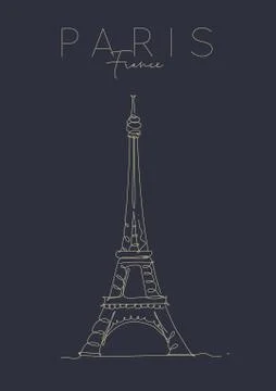 Poster paris eiffel tower dark Stock Illustration