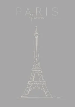 Poster paris eiffel tower grey Stock Illustration