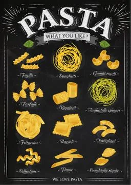 Poster pasta chalk 스톡 일러스트