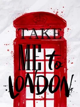 Poster phone booth Stock Illustration